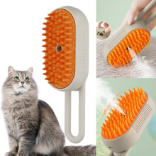 SunyaMood USB oplaadbare kam voor katten en honden, borstel met sprayfunctie (koffie)