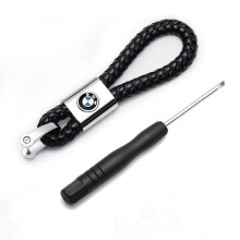 Bmw Braided leather key ring Black one size