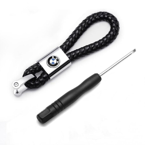 Bmw Braided leather key ring Black one size