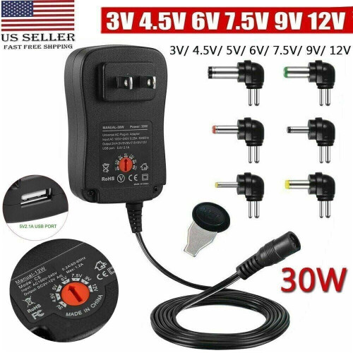 Προσαρμογέας AC/DC Tmalltide 12W/30W Ρυθμιζόμενο τροφοδοτικό 3V-12V, φορτιστής γενικής χρήσης