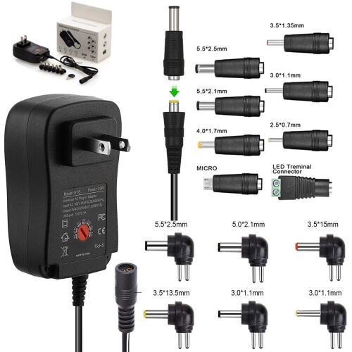 Προσαρμογέας AC/DC Tmalltide 12W/30W Ρυθμιζόμενο τροφοδοτικό 3V-12V, φορτιστής γενικής χρήσης 1