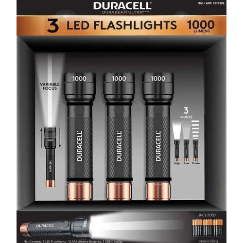 Lanternă Ultra LED, 1000 lumeni, pachet de 3 1