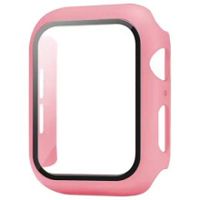 Edzett üveg + tok Apple Watch Series10 42mm46mm Ultra49mm, iWatch9 8 7 6 5SE45mm41mm44mm40mm okosórákhoz, Rózsaszín