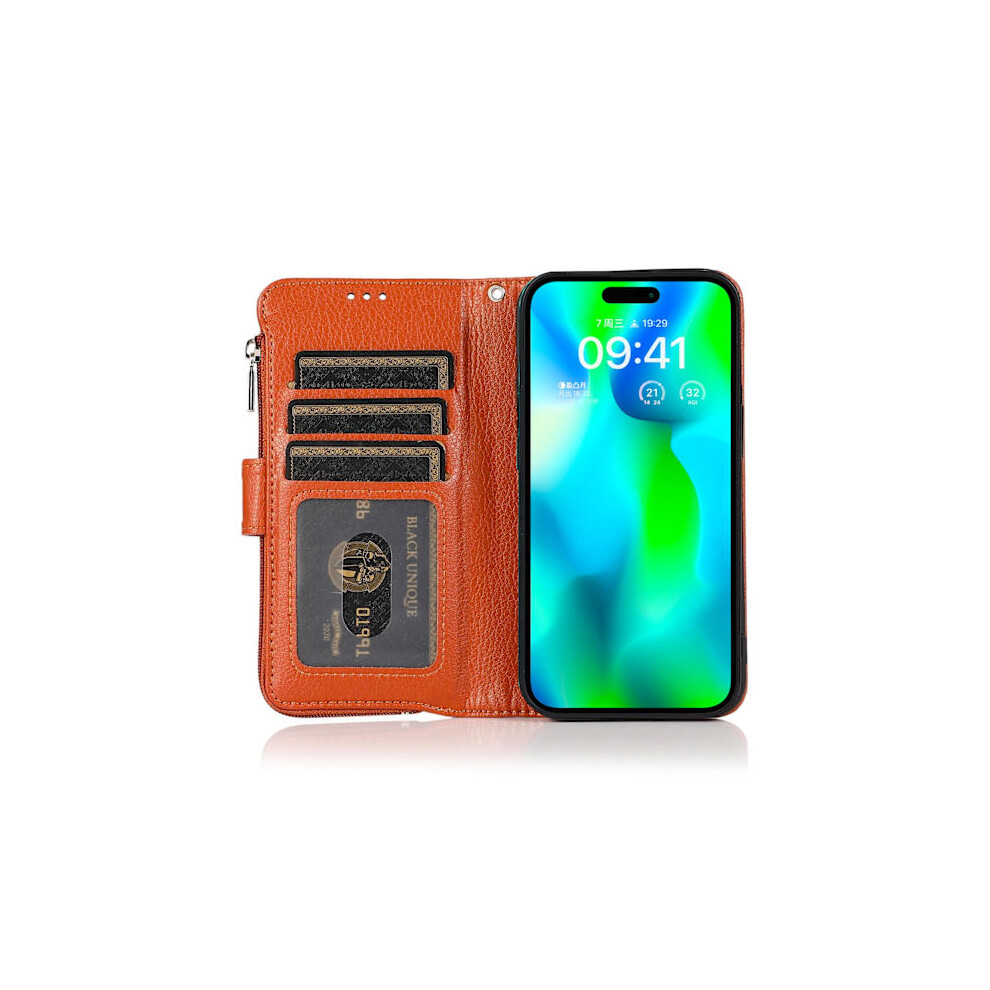 Wallet Case With Zipper - Case For Compatible With Iphone 15 Brown 9340258894169