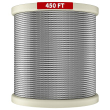 450ft 1/8" T316 Stainless Steel Cable, 7x7 Strand Wire Rope for Deck Railings, Balusters, Stairs, Handrails, Porch, Fence