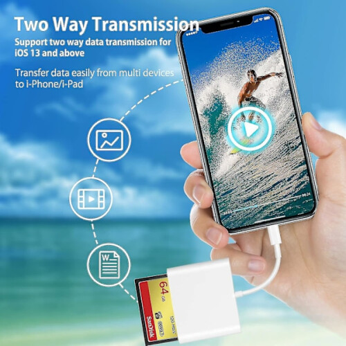 CF SD TF Lightning Card Reader Adapter for compatible with Apple - High Speed Data Transfer 2