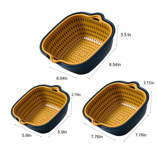 Staron6PCS Καλάθι Σουρωτήρι για Νιπτήρες Λαχανικών και Φρούτων (Μπλε), Διπλό Καλάθι 2