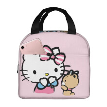 Sac à lunch Hello Kitty unisexe avec fermeture éclair, imperméable et réutilisable, isotherme pour le bureau, les pique-niques ou le travail -