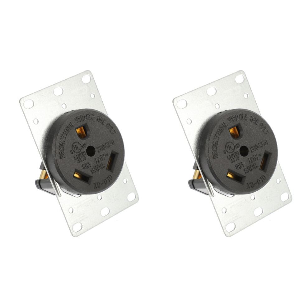 2Pcs Rv Outlet 30A 125V Flush Receptacle Electrical Straight Blades Receptacle 9340258894848