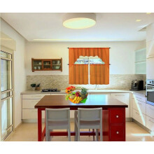 Orange Kitchen Curtain 3pc Set - Sheer Voile Rod Pocket, Light Filtering 2 Tier Panels + Matching Swag Valance for Kitchen & Bathroom, compatible