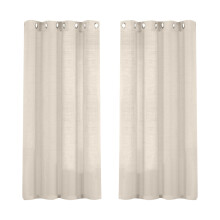 Linen Tulle Curtain 132x160cm Beige, 63 Inch Semi Sheer Panels for Living Room/Bedroom, Light Filtering Silver Linen Curtains 2 Panels