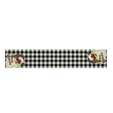 Weihnachtstischläufer 33 x 183 cm – Schwarzer Weihnachtsmann, Afroamerikanischer Weihnachtsmann, Karomuster, Stechpalmenbeeren
