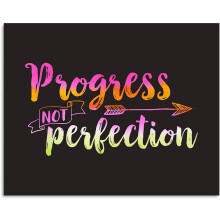 Progres, nu perfecțiune - Tablou motivațional pentru recuperare și sobrietate - Imprimeu de încurajare, 14x11, fără ramă