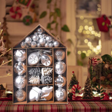 Weihnachtsdekorationen, 130 Sets Kugeln, Weihnachtsbaumkugeln, galvanisierte Kunststoffkugeln, bemalte Dekorationen, Baumspitzensterne,