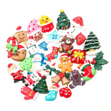 50 stk. blandede harpiksvedhæng med flad bagside, julecharms, ornamenter, hobbyudsmykning (assorteret mønster)
