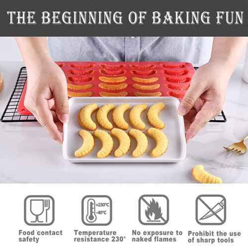 Fnyoxu Silikone Bageform 1/2 Halvmåne Bageplade Chokoladeforme Geléforme Kageforme til Bagning Croissant Bageform 2