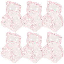 6 buc cutie de bomboane, recipient din plastic, cutii cadou pentru cadouri, transparent, în formă de ursuleț, ziua de naștere, nuntă, roz