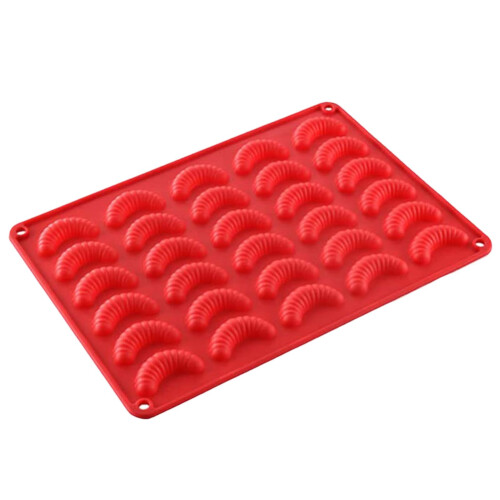 Fnyoxu Silikone Bageform 1/2 Halvmåne Bageplade Chokoladeforme Geléforme Kageforme til Bagning Croissant Bageform