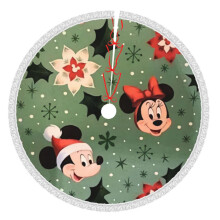Jupe de sapin de Noël Mickey Mouse 122 cm (48 pouces), tapis de sapin pour les fêtes d'hiver, jupe de sapin pour décorations de Noël rustiques