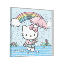 Hello Kitty akril négyzet alakú plakett - Inspiráló idézetek, romantikus ajándék barátnőnek, barátnak, szeretőnek, esküvőre,