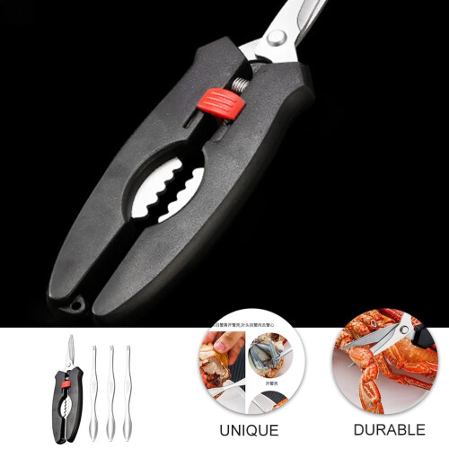 1 Set 4pcs Crab Lobster Crackers Seafood Shell Scissors Picks Eating Tools 2
