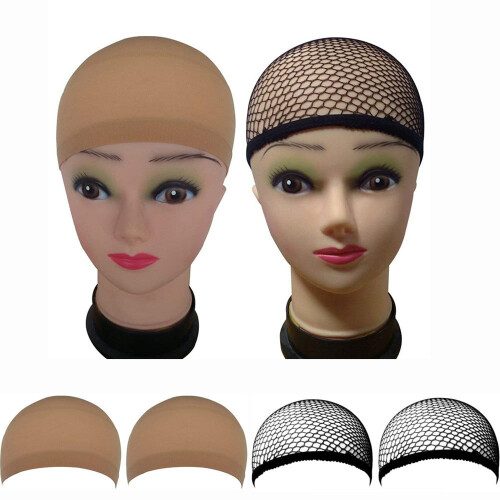 Lot de 4 bonnets de perruque en filet extensible et élastique 2