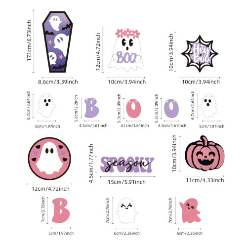 Εκκαθάριση HKUKY14PC Διακόσμηση για το Halloween Διακόσμηση Γραφείου Ξύλινη Διακόσμηση 2
