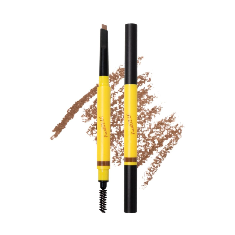 Brown Waterproof Eyebrow Pencil Caramel Longwear Vegan With Precise Tip And Dual Spoolie