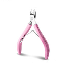 Stainless Steel Cuticle Nippers and Scissors Pink with Ergonomic Silicone Grip for Manicure Pedicure