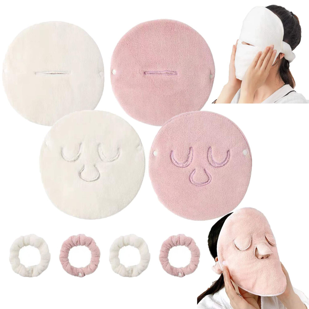 Coral 4 Pack Reusable Face Towel Mask For Skincare With Soft Breathable Fleece Fabric