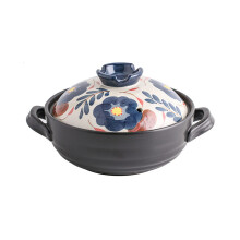 Ceramic Casserole Dish with Lid 1.5 Litre, Round Floral Cookware for Even Heat and Heat Storage