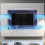 TV Unit Panorama Wall - White with Gloss Doors and LED Lights 3