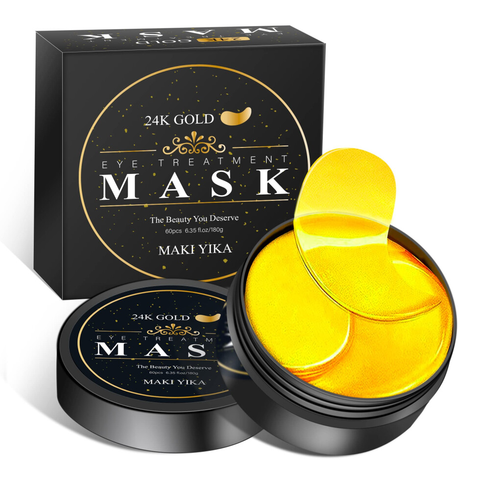 Gold/Dark 24K Under Eye Patches With Retinol, Hydrating Pads For Puffiness, Wrinkles And Circles, 60Pc