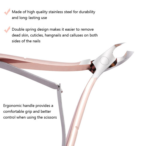 Stainless Steel Cuticle Nipper with Precise Sharp Blades, Double Spring Gold Manicure Trimmer 2