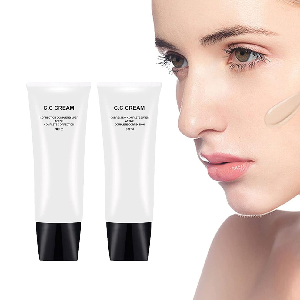 Cream 2Pcs Cc Spf 43 Waterproof, Brightening Color Correcting For Mature Skin, Natural Coverage