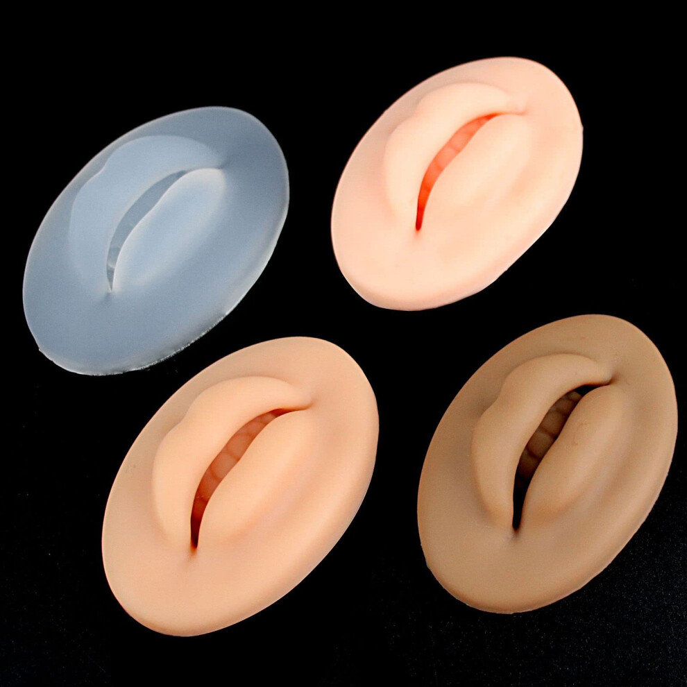 Permanent Makeup Practice Lips 4pcs 3D Silicone Lip Tattoo Skin Set with Four Natural Tone Options