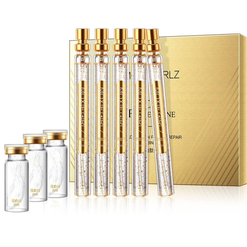 Gold Facial Thread Lifting Kit With Soluble Protein And Nano Essence, Smooth Fine Lines And Boost Elasticity