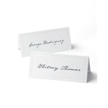 Elegante witte parelmoer naamkaartjes - 48 stuks, aanpasbare tafelkaartjes voor bruiloften en evenementen, inclusief gratis sjabloon.