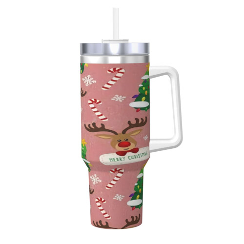 Καλά Χριστούγεννα Εξατομικευμένο Ποτήρι 40oz με Λαβή & Καλαμάκι - Κούπα καφέ