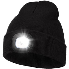 Cappello con luce LED USB - Corsa notturna - Lavoro notturno - Unisex Ciclismo Escursionismo - Regalo di Natale nero