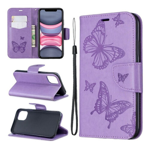 Carcasă din piele tip fluture, compatibilă cu iPhone11 - Violet Violet