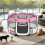 Parc pour chiots tectake Dog Run en polyester rose clair 1