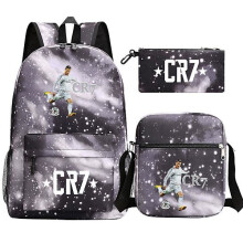Fotball Ronaldo Cr7Set - Skolesekker for jenter/gutter, reisesekk til laptop, damesekker, skuldervesker og etui av høy kvalitet Y4