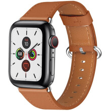 Pulseira de couro genuíno compatível com Apple Watch de 41/40/38 mm - Marrom