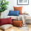 Phantoscope Classic Woven Textured Thick Solid Color Checker Plaid Series Decorative Throw Pillow, 12" x 20", Blue, 2 Pack 4