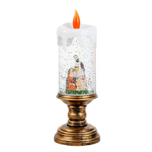 Weihnachtliche LED-Kerzen ohne Flamme mit Spieluhr, Weihnachtsmannfigur im Inneren, warmes Licht für die Winterdekoration, zum Einstecken