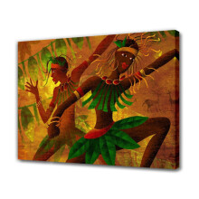 Pictură pe pânză cu femei africane tribale, poster, decor dormitor, peisaj sportiv, decor cameră de birou, cadou, stil ramă, 16x24 inch (40x60cm)