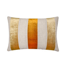 Håndlavet guld 30x33 cm pudebetræk til lænden, hør og fløjl patchwork, stribet mønster moderne stil - Swathe Gold