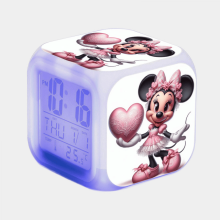 Ceas deșteptător digital HANNTAOO pentru copii cu model Mickey Mouse, LED în 7 culori, termometru, lumină de noapte - Compatibil cu [XXX]