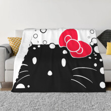 Hello Kitty Decke, Flanell-Fleece-Überwurfdecke, superweich, kuschelig, warm, Plüschbettwäsche für Sofa, Wohnzimmer, Schlafzimmer - 152 x 127 cm
